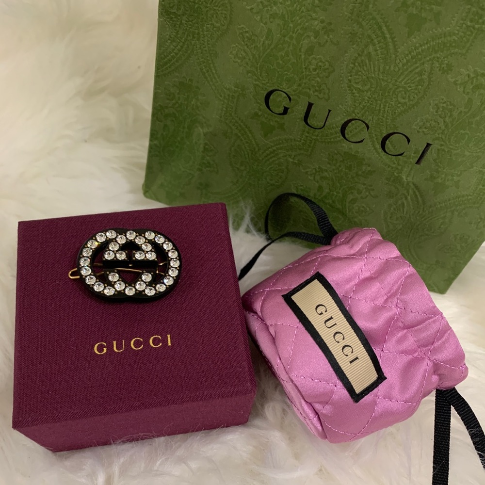 GUCCI Crystal Interlocking G Hair Clip